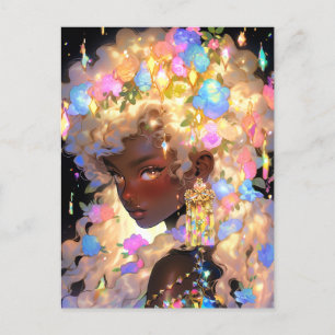 Cartão Postal Fantasy Mulher Afro-Americana Art