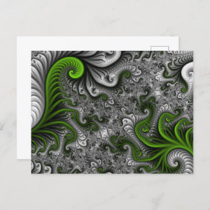 Cartão Postal Fantasy Mundo Verde E Arte Fractal Cinza