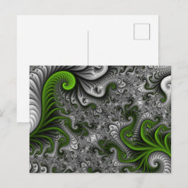 Cartão Postal Fantasy Mundo Verde E Arte Fractal Cinza