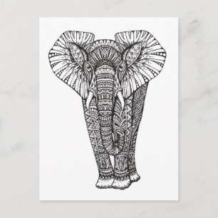Cartão Postal Fantasy - Patternamente Elephant Doodle