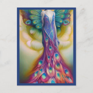 Cartão Postal Fantasy Peacock Wedding Fairytale Forest