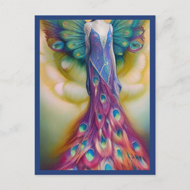 Cartão Postal Fantasy Peacock Wedding Fairytale Forest (Frente)