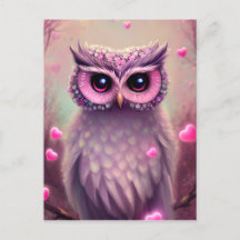 Fantasy Pink Fluffy Kawaii Owl
