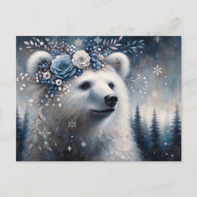 Cartão Postal Fantasy Polar Bear Winter Wonderland (Frente)