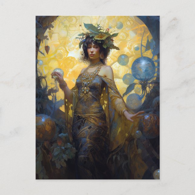 Cartão Postal Fantasy Sorceress Magic Fantasy (Frente)