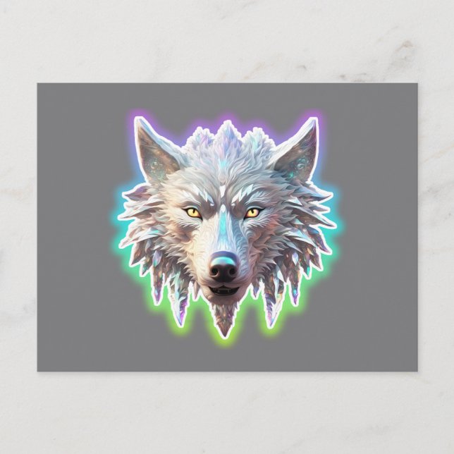 Cartão Postal Fantasy White Wolf Head (Frente)