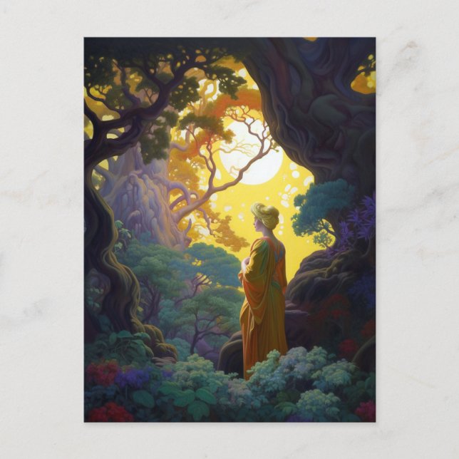 Cartão Postal Fantasy Woodland Forest Landscape Art (Frente)