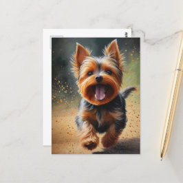 Cartão Postal Fantasy Yorkshire Terrier Surreal Dog Art
