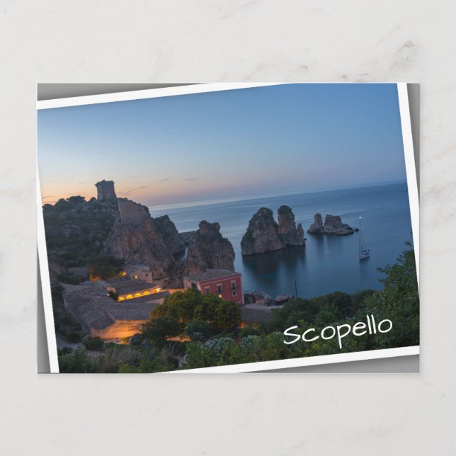 Cartão Postal Faraglioni e Tonnara em Scopello, Sicília (Frente)