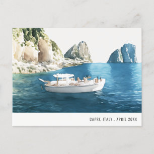 Cartão Postal Faraglioni Rocks Capri Itália Watercolor Viagem