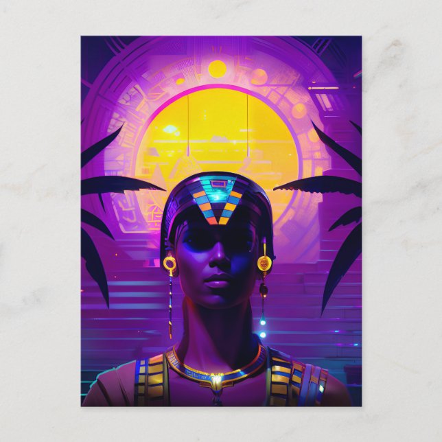 Cartão Postal Faraó Synthwave (Frente)