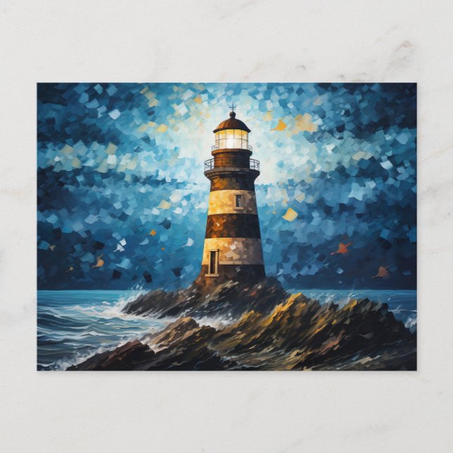 Cartão Postal farbenfroher Leuchtturm maritime Lansdchaft (Frente)