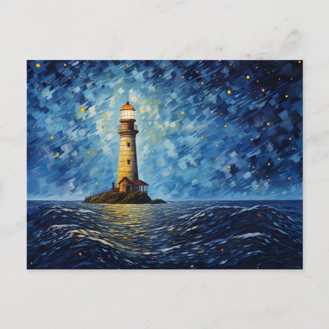 Cartão Postal farbenfroher Leuchtturm maritime Lansdchaft (Frente)