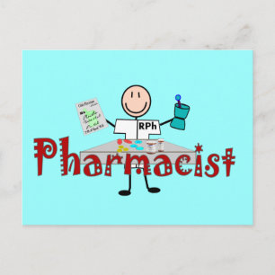 Cartão Postal Farmacêutico Stick Person—Presentes