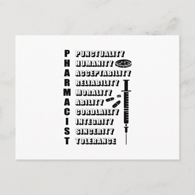 Cartão Postal Farmacovigilância Técnica Farmacêutica Citação (Frente)