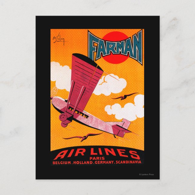 Cartão Postal Farman Brothers Airlines F- 170 Monoplane Poster (Frente)