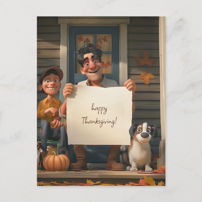Cartão Postal Farmer, seu filho e o cachorro da família (Frente)