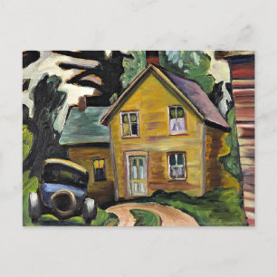 Cartão Postal Farmhouse and Car by Prudence Heward,