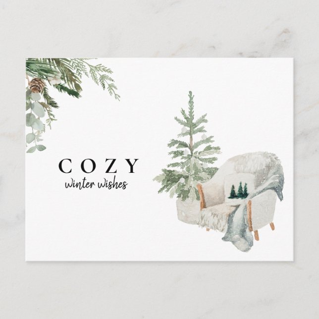 Cartão Postal Farmhouse Russe Cozy Winter Deseja o Natal (Frente)