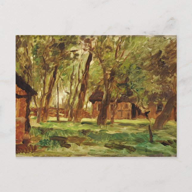 Cartão Postal Farmstead sob árvores (Frente)