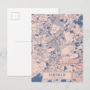 Cartão Postal Farnham Reino Unido Mapa da Cidade Ventilada Viage