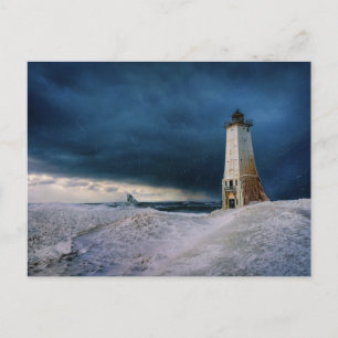 Cartão Postal Faróis Farol de Frankfort Lago Michigan
