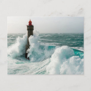 Cartão Postal Faróis Jument Lighthouse Ouessant França