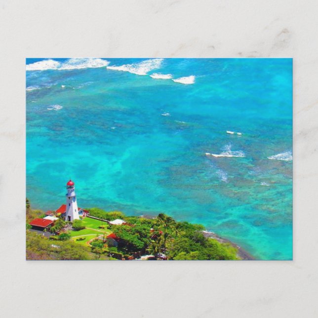 Cartão Postal farol azul de cabeça de diamante (Frente)