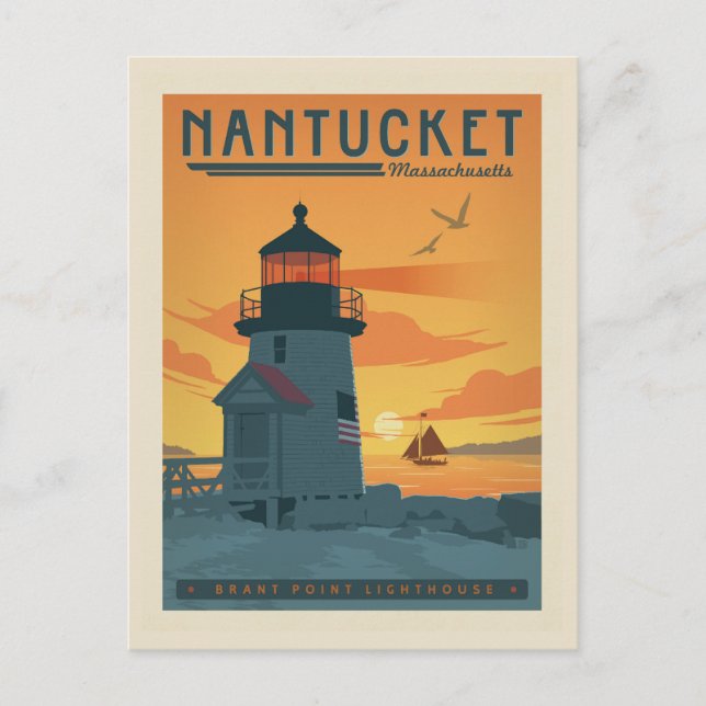 Cartão Postal Farol Brant Point | Mães Nantucket (Frente)