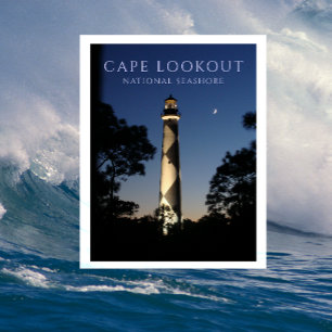 Cartão Postal Farol Cape Lookout à Noite