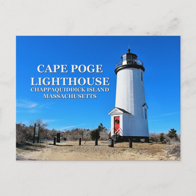 Cartão Postal Farol Cape Poge, Cartão-postal de Massachusetts (Frente)
