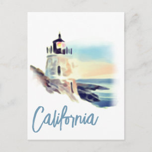 Cartão Postal Farol da Califórnia Pintura Solar Bela Arte