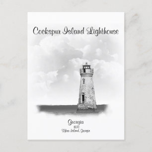 Cartão Postal Farol da Ilha Cockspur - Geórgia