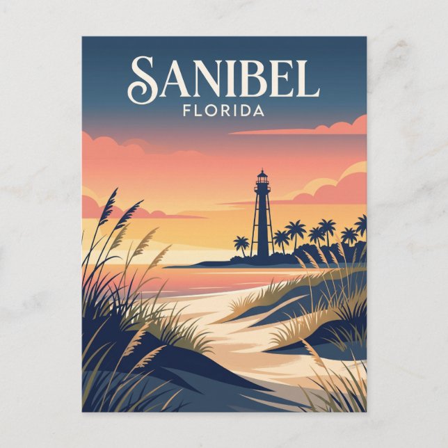 Cartão Postal Farol da Ilha de Sanibel EUA (Frente)