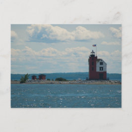Cartão Postal Farol da Ilha Round, Ilha Mackinac, Michigan
