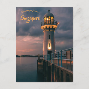 Cartão Postal Farol da Marina Raffles em Singapura