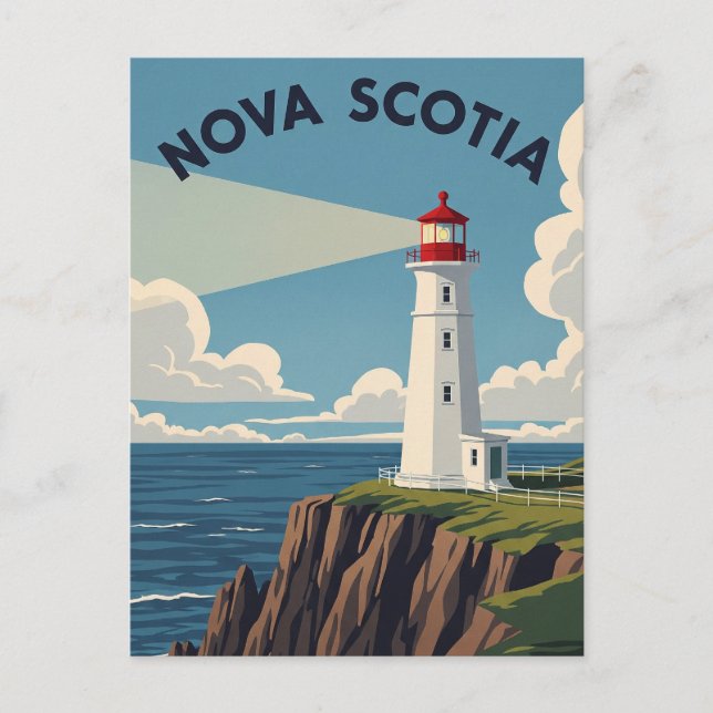 Cartão Postal Farol da Nova Escócia do Canadá (Frente)