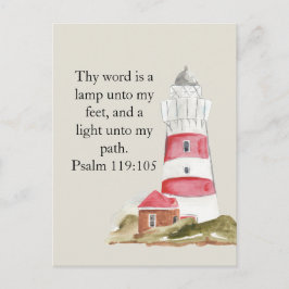 Cartão Postal Farol da Praia Psalmo Religioso Vermelho