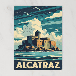 Cartão Postal Farol da prisão da ilha Vintage Alcatraz