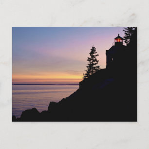 Cartão Postal Farol de Bass Harbor na Ilha do Deserto do Monte,