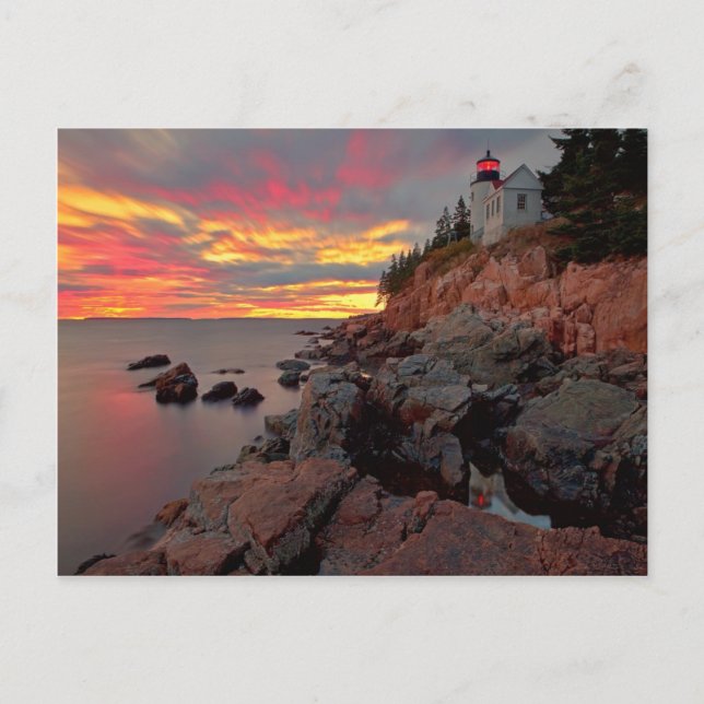 Cartão Postal Farol de Cabeça de Bass Harbor (Frente)