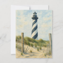 Cartão Postal Farol de Cape Hatteras em Aquarela