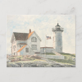 Cartão Postal Farol de Cape Neddick em Aquarela