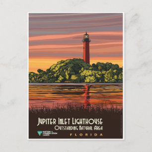 Cartão Postal Farol de entrada de Júpiter da Vintage Florida