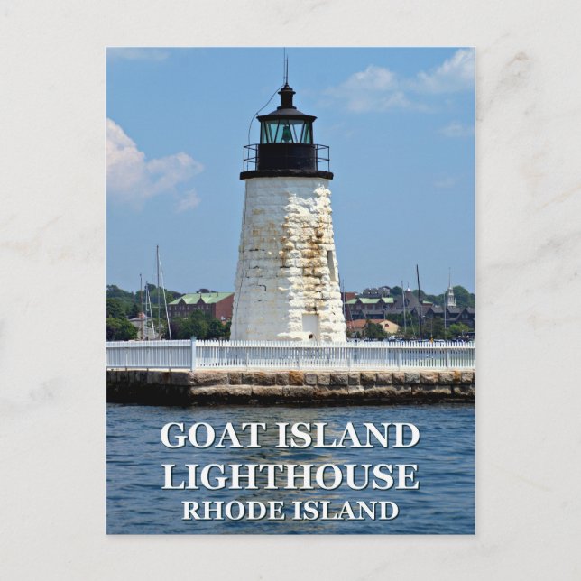 Cartão Postal Farol de Goat Island, Cartão-postal Rhode Island (Frente)