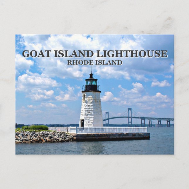 Cartão Postal Farol de Goat Island, Cartão-postal Rhode Island (Frente)