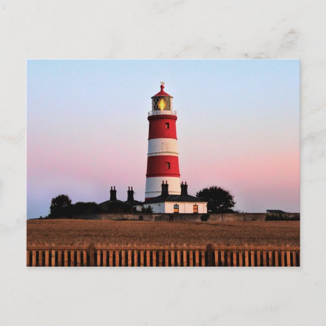 Cartão Postal Farol de Happisburgh brilhando (Frente)