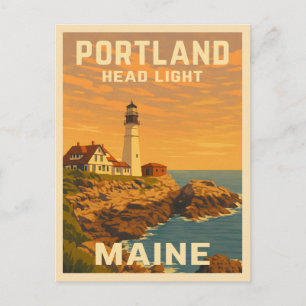 Cartão Postal Farol de Maine de Portland Viagens vintage