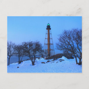 Cartão Postal Farol de Marblehead no Inverno