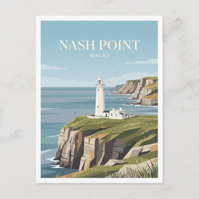 Cartão Postal Farol de Nash Point Llantwit Major (Frente)